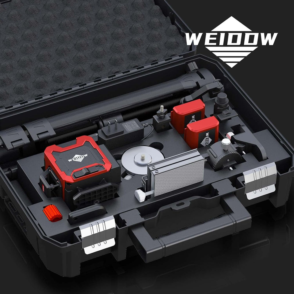 weiddw Laser Level Kit, Plastic & Aluminum, Tripod, Dual Battery, Long Life