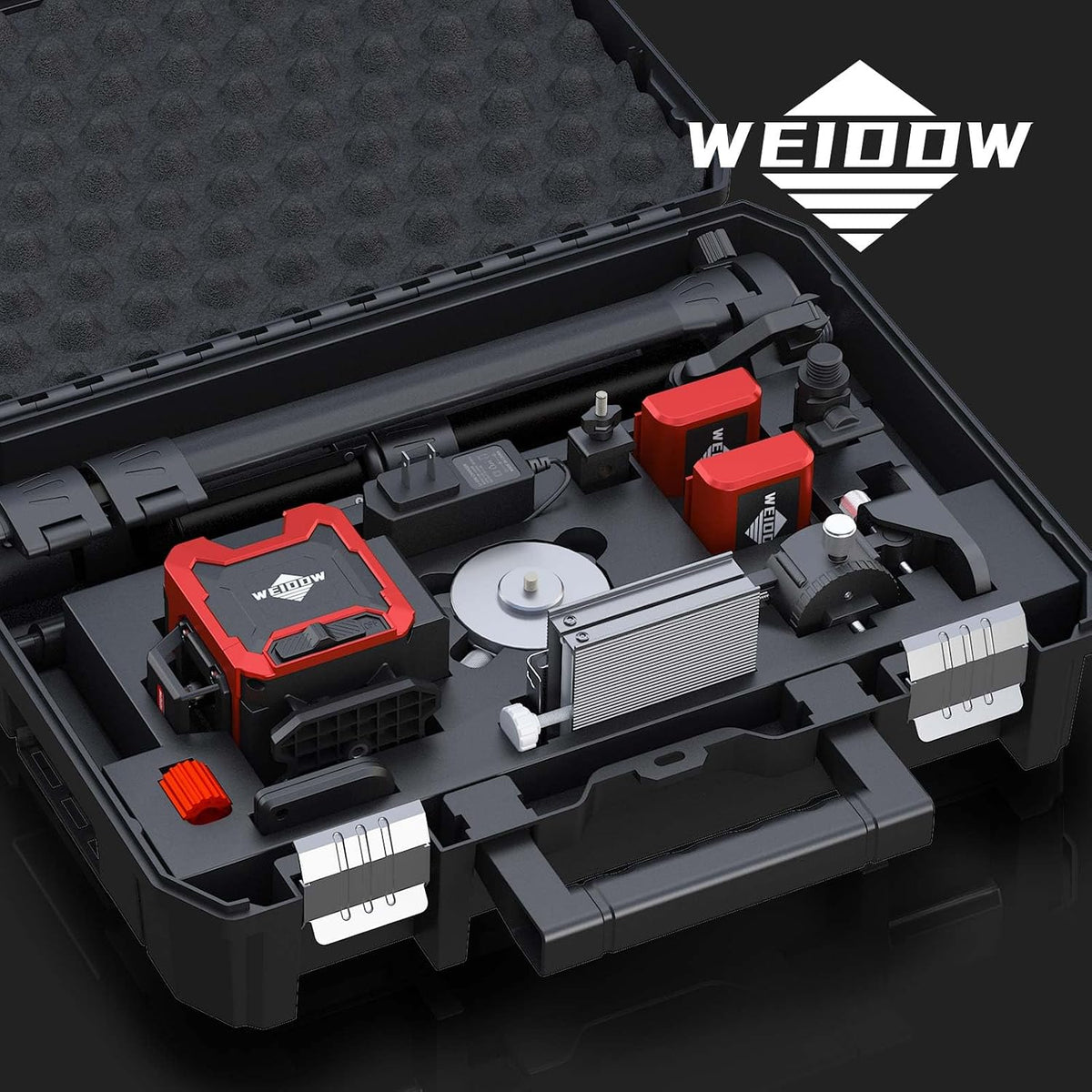 weiddw Laser Level Kit, Plastic & Aluminum, Tripod, Dual Battery, Long Life