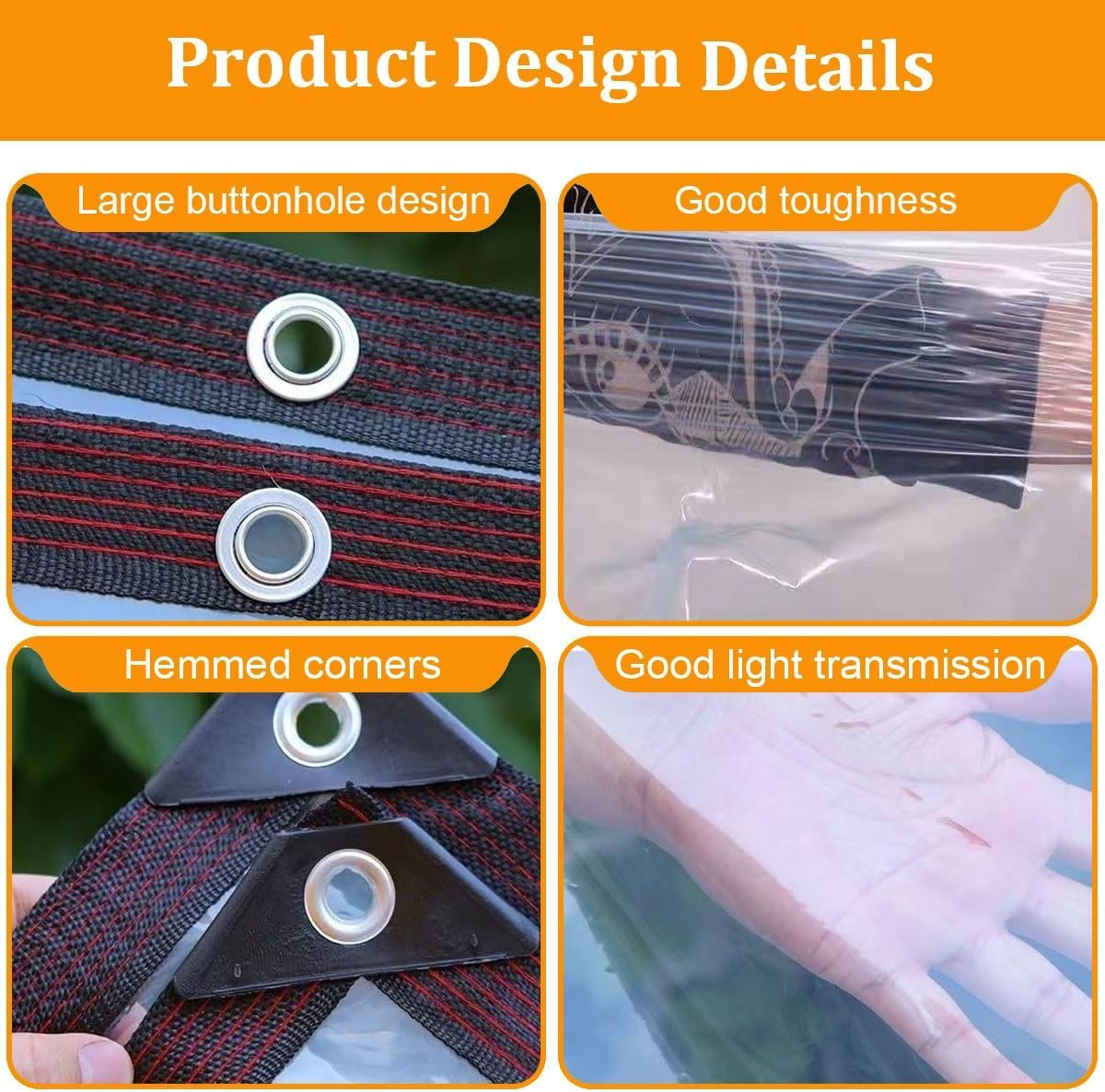 Clear Waterproof Tarps Heavy Duty, Covers Outdoor Clear Tarp Curtain, Water-proof Vinyl Material, Good Light Transmission, For Patio, Porch And Outdoor, Greenhouse Balcony Garden(LxW 8x9m/26.2x29.5ft)