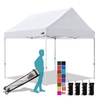Eurmax USA 10x10ft Pop Up Canopy,Commercial Instant Tent for Outdoor Events,Patented No-Tip Rolling Storage Bag with 4 Sandbags,UV & Water Resistant,Heavy Duty Portable Shelter Gazebo,White