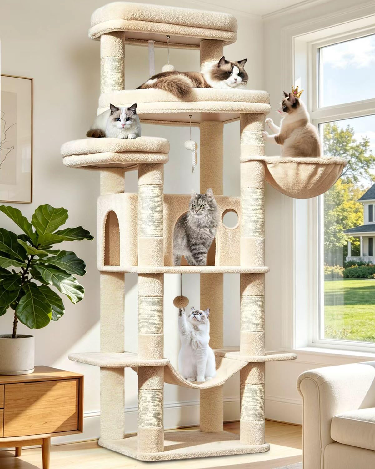 Taoqimiao Heavy-Duty Cat Tree, 71 in Cat Tower for Large Cats 20lbs+