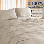 Shilucheng 100% Linen King Duvet Cover Set, Linen