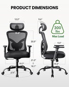 Marsail Ergonomic Office Chair with Lumbar Support and 2D Headrest