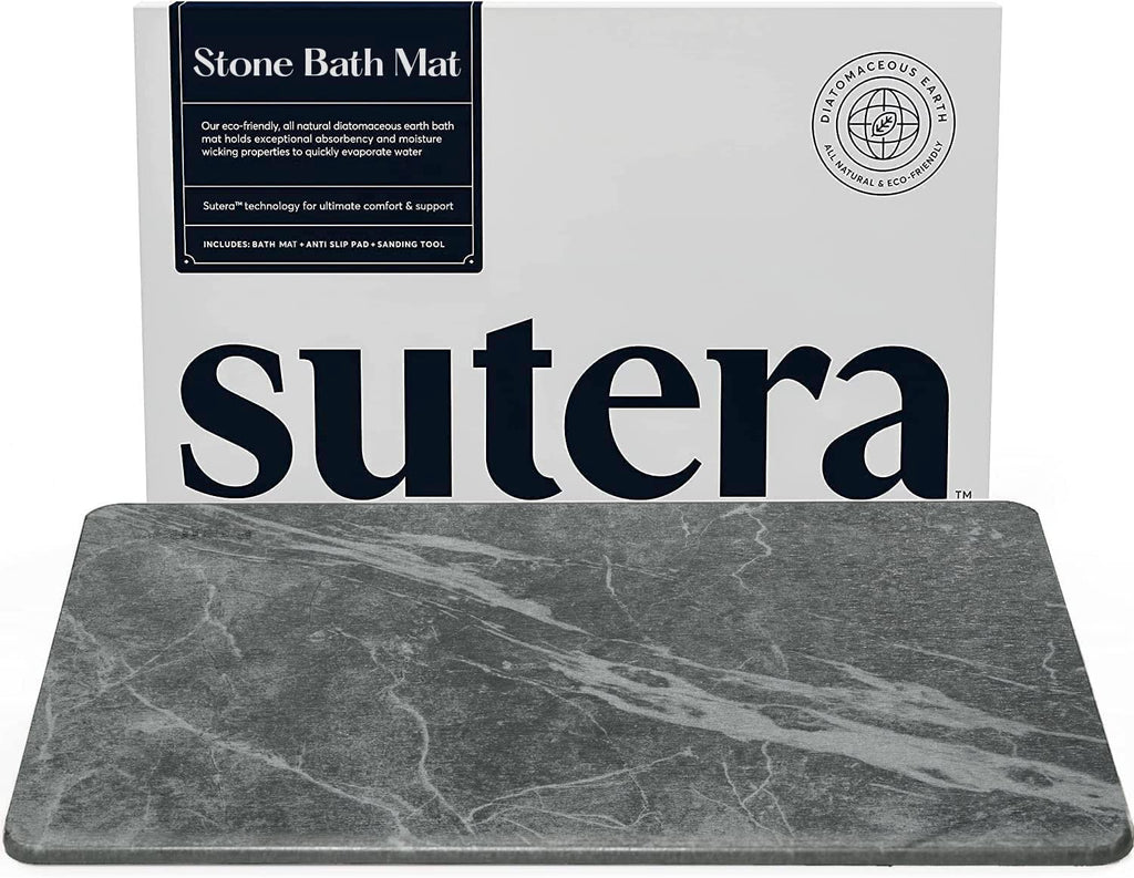 Stone Bath Mat for Bathroom, Dries in Seconds - Diatomaceous Earth, Gray