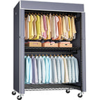 FUTASSI Black Clothing Rack with Black Cover, P1C Plus Rolling Closet