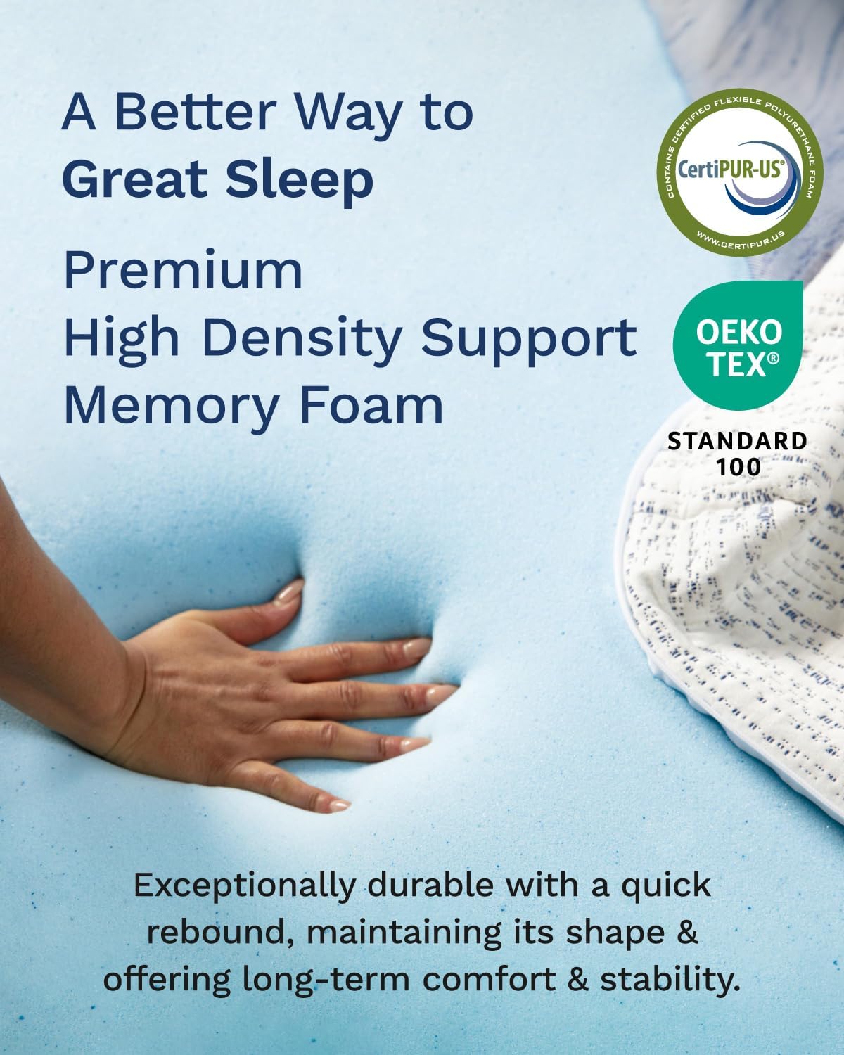 Viscosoft 4 Inch Memory Foam Mattress Topper Twin XL - College Dorm Upgrade