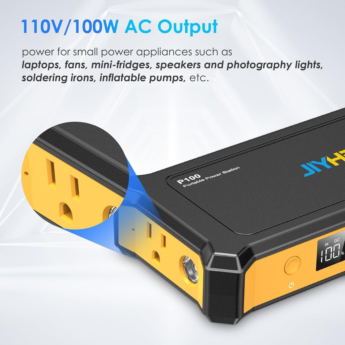 JIYHF Portable Power Bank with AC Outlet, 100W Portable Laptop Charger