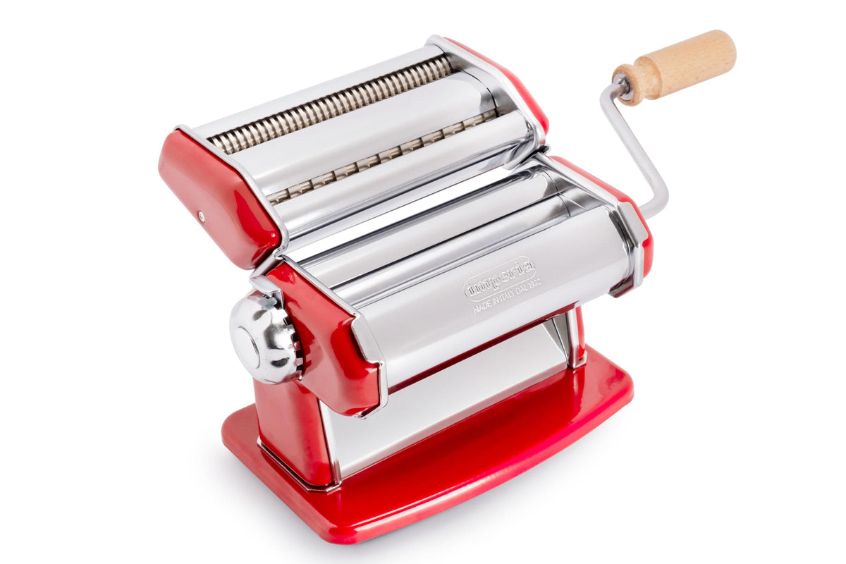 Imperia IPasta Classic Line. Pasta Machine 100% Made in Italy. Fresh pasta machine in steel. Manual roller with crank. Creates dough sheets for Lasagne, Tagliolini, Fettuccine. (End of line)