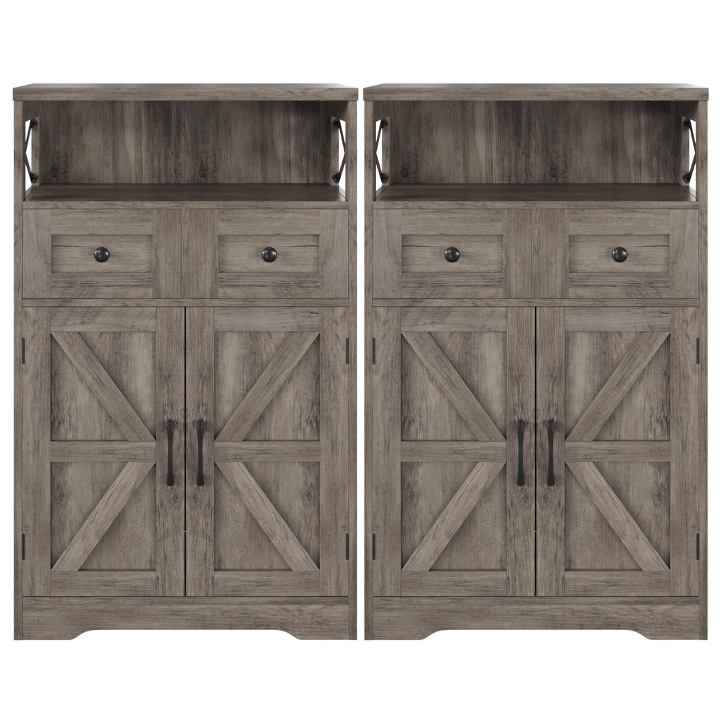 Farmhouse Storage Cabinet with Drawers, Small Kitchen Pantry Cabinet, White