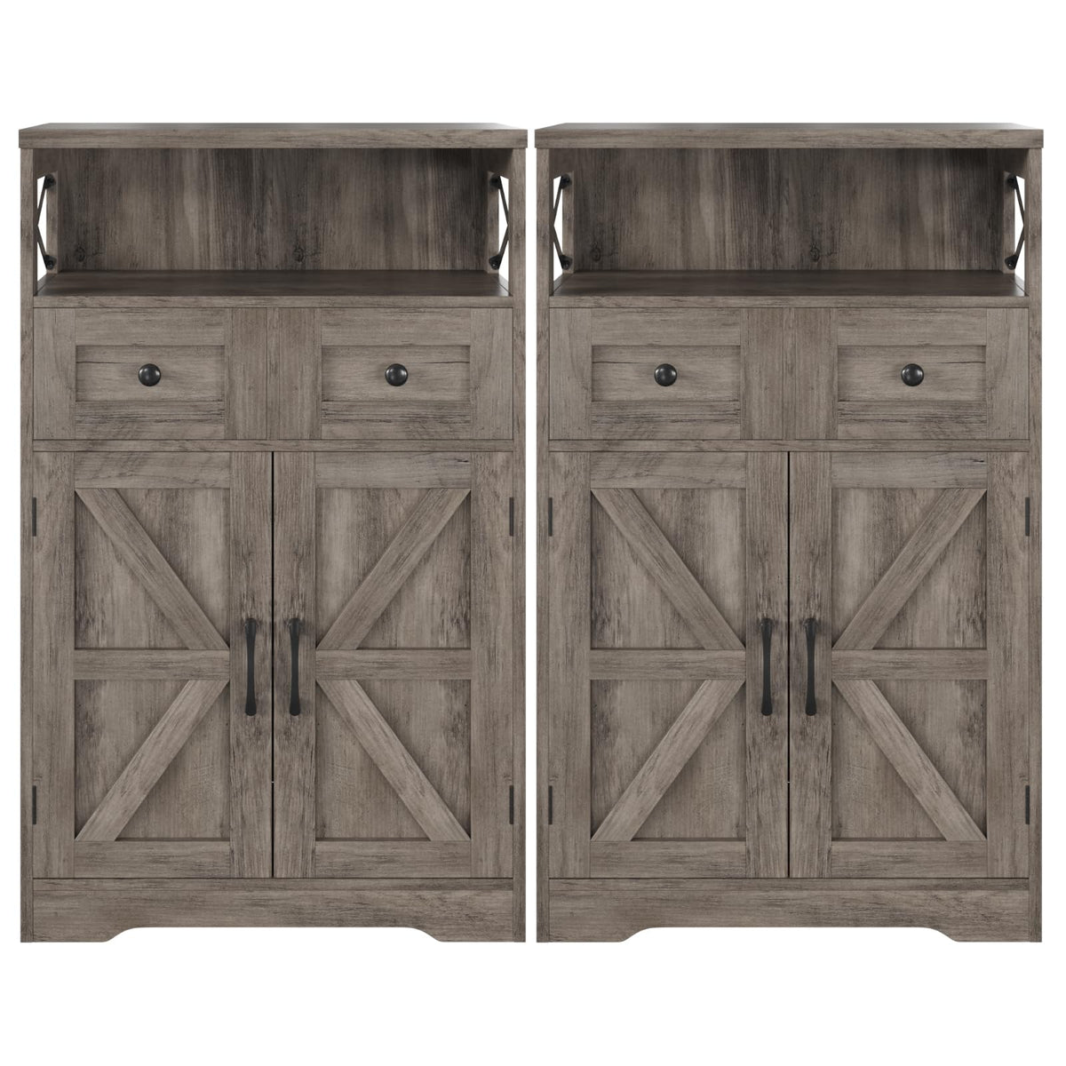 Farmhouse Storage Cabinet with Drawers, Small Kitchen Pantry Cabinet, White