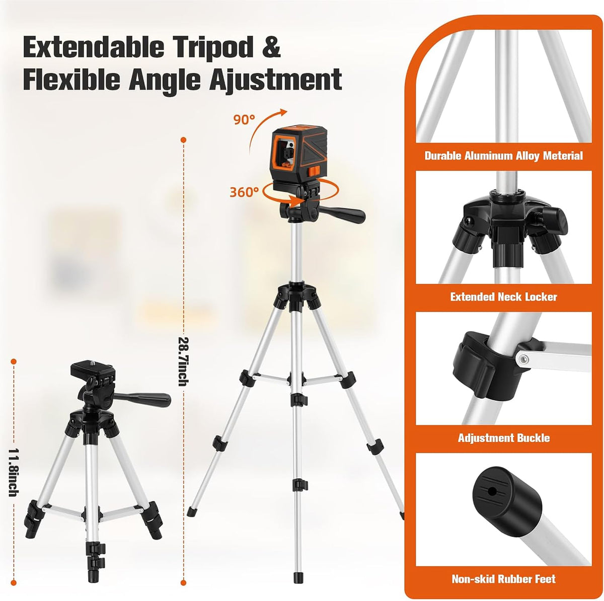 Laser Level with Tripod, 120 feet Green Cross Line Self Rotary Leveling Laser Level, Vertical and Horizontal Line, Rotatable 360 Degree, Manual Self leveling and Pulse Mode,IP54 Waterproof & Battery1