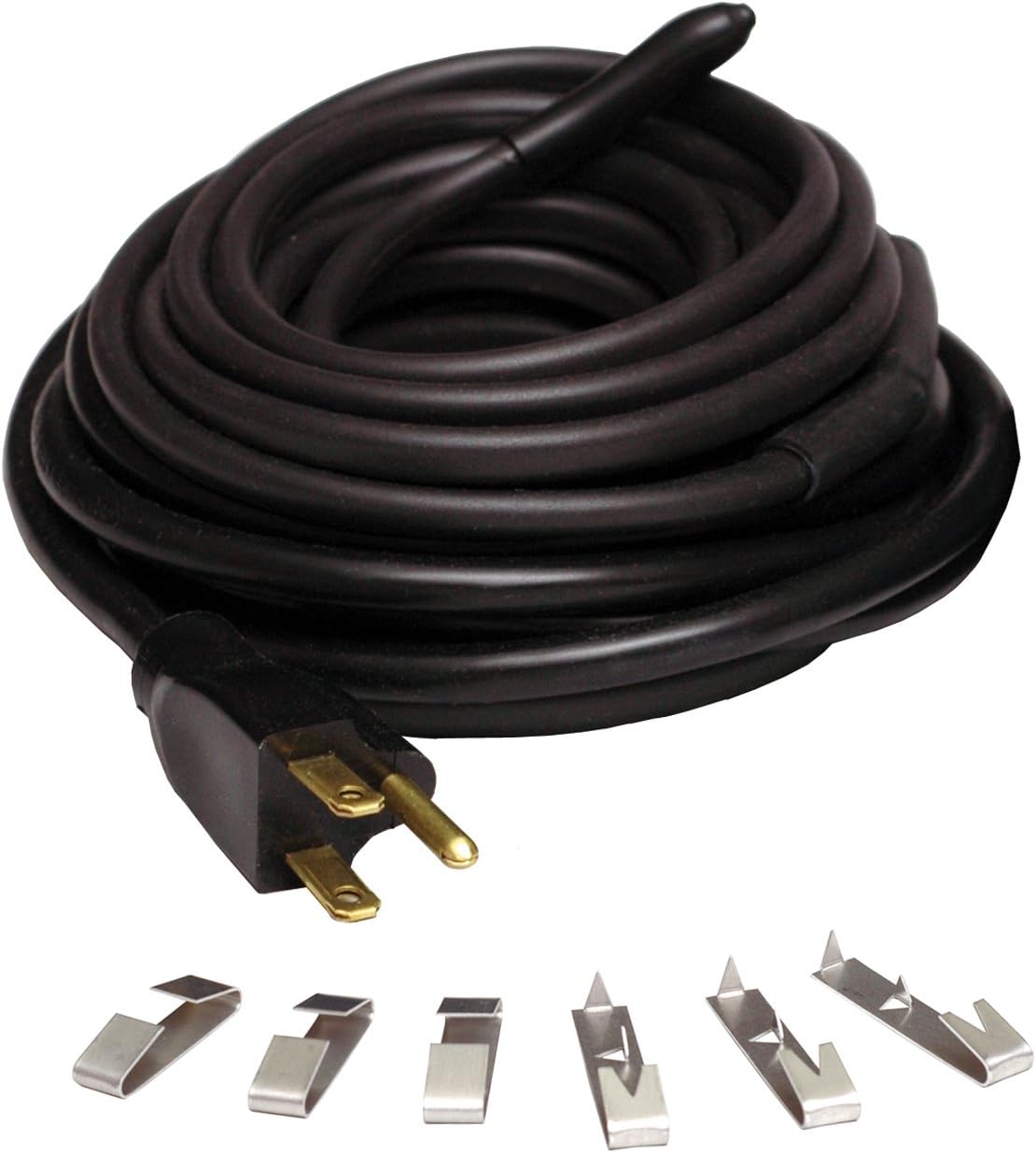 Wrap-On Roof and Gutter Deicing Cable - 175' Black Electric Heating Cord with 3 Prong Plug & 120 Volt Operation - 14176