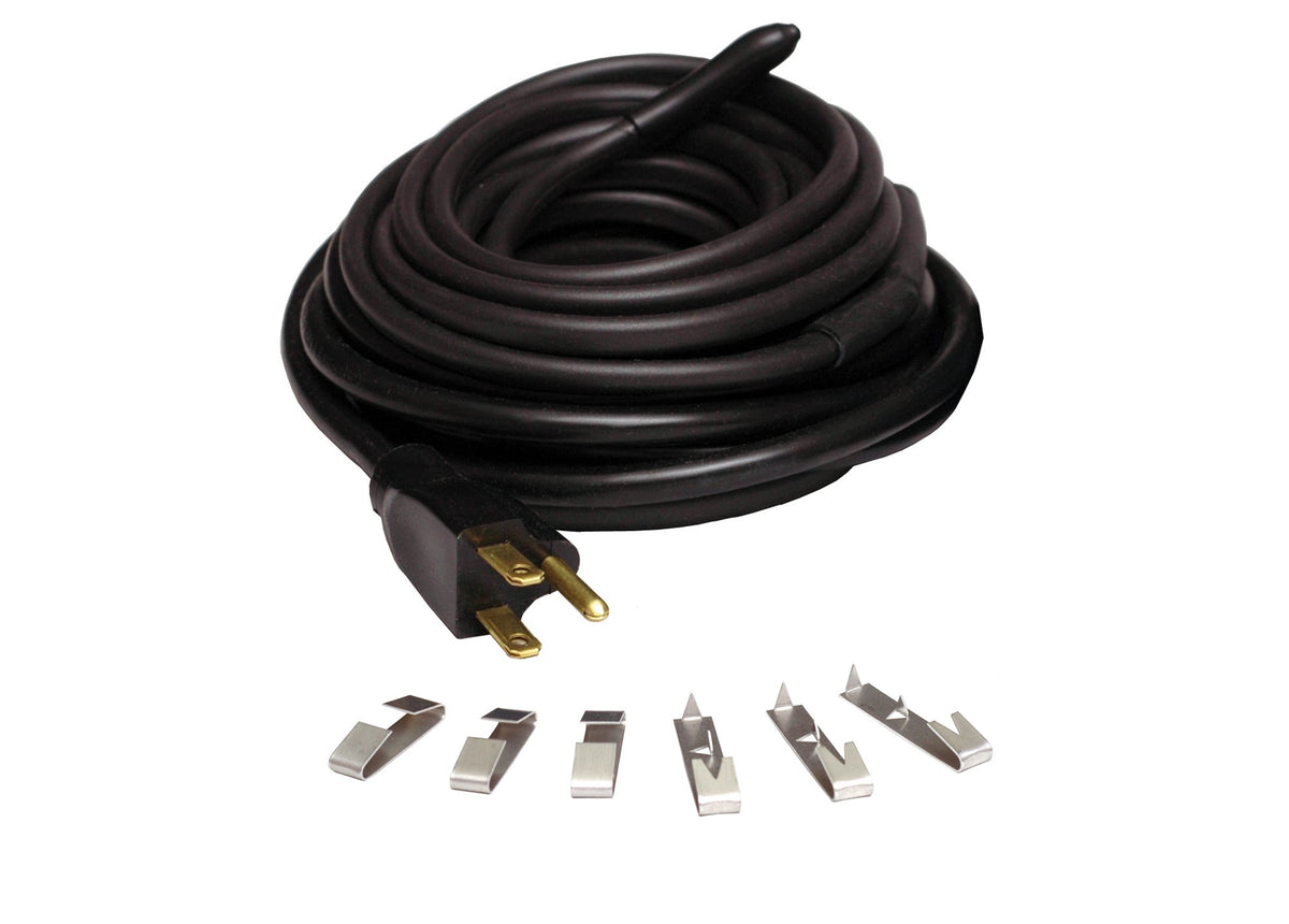 Wrap-On Roof and Gutter Deicing Cable - 175' Black Electric Heating Cord with 3 Prong Plug & 120 Volt Operation - 14176