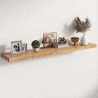 Live Edge Elm Floating Shelves - 24 In Rustic Solid Wood Shelves with Heavy-Duty Invisible Bracket, Wall-Mounted Wooden Shelf for Living Room, Bathroom, Kitchen Storage & Display, Set of 2, Natural