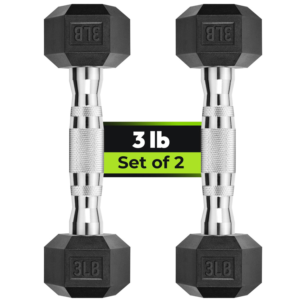 HANDBODE Hex Dumbbell Set of 2, Rubber Encased Fixed Dumbbells, 2.5-65 lb
