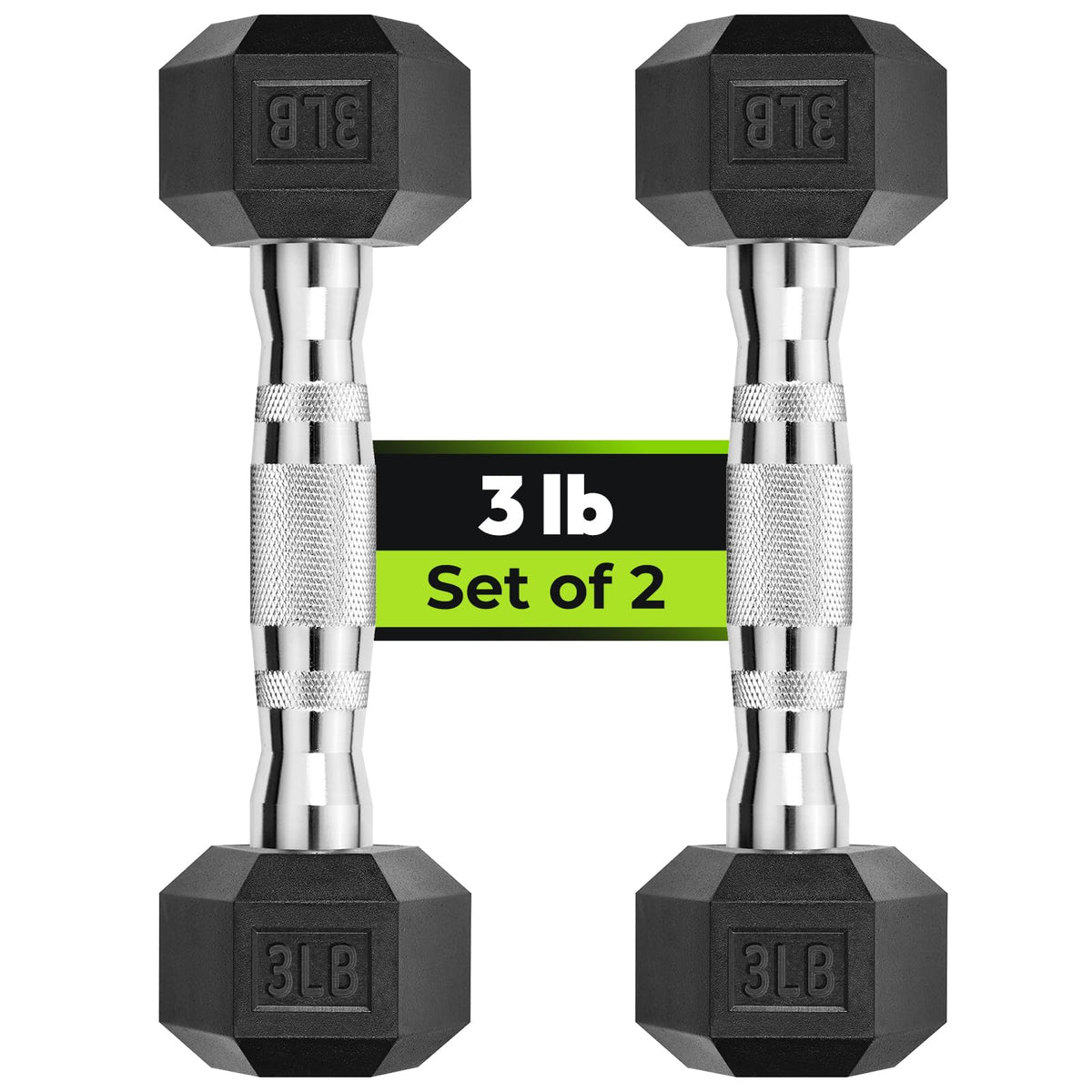 HANDBODE Hex Dumbbell Set of 2, Rubber Encased Fixed Dumbbells, 2.5-65 lb