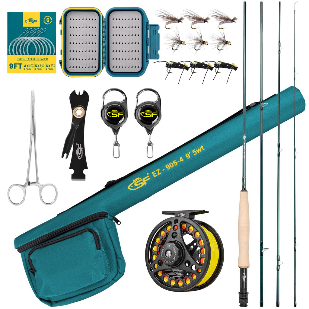 SF Fly Fishing Rod and Reel Combo Starter Kit for Beginners