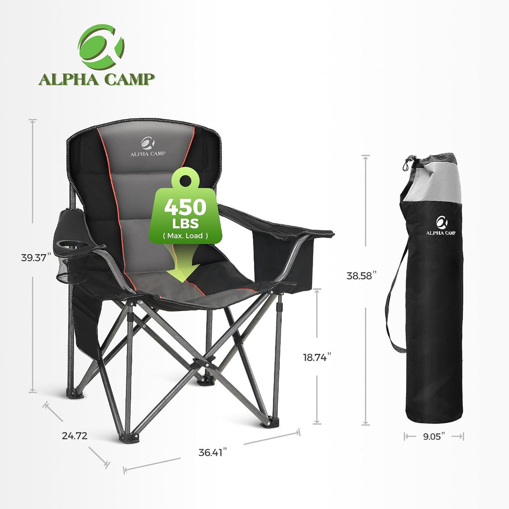 ALPHA CAMP Oversized Fully Padded Camping Chairs with Lumbar Support