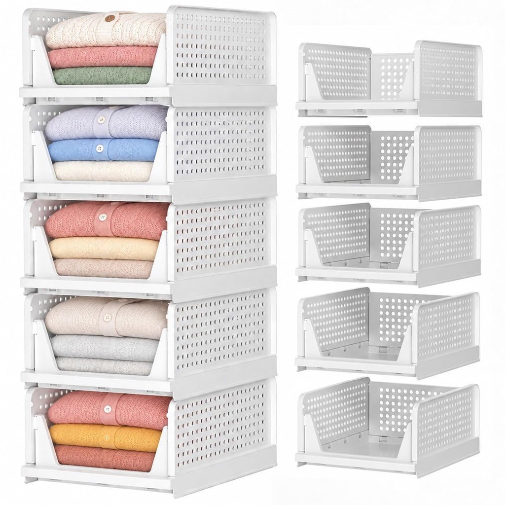 8 Pack Closet Organizers and Storage, Stackable & Foldable Closet Bins