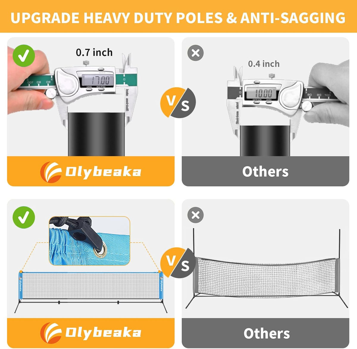 All-in-one Portable Badminton & Pickleball Net Set for Backyard Driveway
