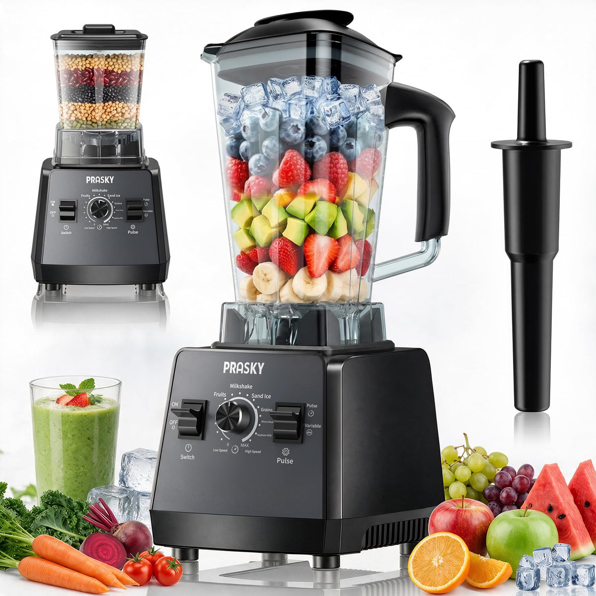 Smoothies Blender, Max.2400W/1000W PRASKY Professional Blender, 68oz