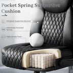 GTPOFFICE Executive Office Chair with Comfortable Lumbar Support, Ergonomic Gaming Chair with Flip-up Armrests & Zoned Pressure-Relief Cushion, Comfy PU Leather Desk Chair, Black