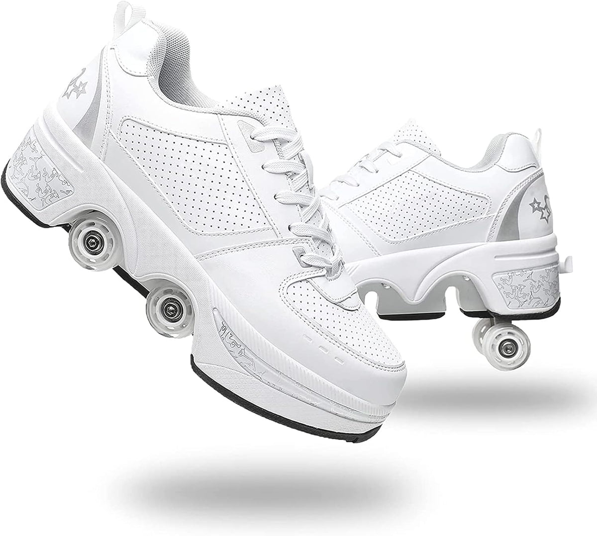 Double-Row Deform Wheel Automatic Walking Shoes Invisible Deformation Roller Skate 2 in 1 Removable Pulley Skates Skating Parkour