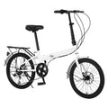 20-Inch Folding Bike, Foldable Bike for Adults Adjustable Seat Height & Elevable Handlebars Store in The Trunk 7-Gear Transmission Front and Rear Disc Brakes for Traveling