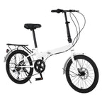 20-Inch Folding Bike, Foldable Bike for Adults Adjustable Seat Height & Elevable Handlebars Store in The Trunk 7-Gear Transmission Front and Rear Disc Brakes for Traveling
