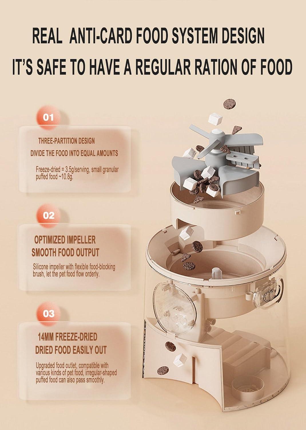Smart Pet Feeder with 360° Lock Freshness, Voice Command, and 4.2L Capacity - Timed Cat Feeder for Dry Food, Auto Feeder for Cats, and Dog Food Dispenser (Touch-WiFi-Brown)