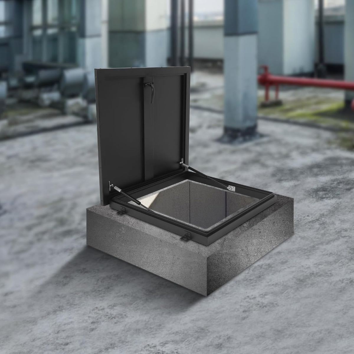 Roof Hatch, Aluminum Alloy Roof Access Hatch with Switch-Type Handle, 23.6 * 23.6 Inches Roof Security Door for Residential Buildings, Commercial Buildings, Industrial Plants(Black)