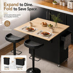 IRONCK Kitchen Island Table on Wheels with Drop Leaf, 47.25" Wide Black