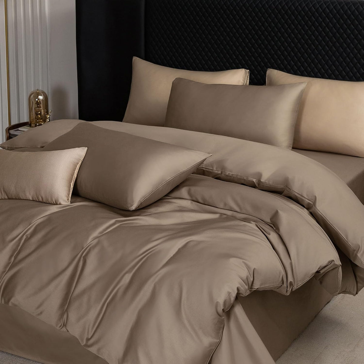 MooMee Queen Duvet Cover Set 100% Extra Long Staple Cotton Cooling Bedding