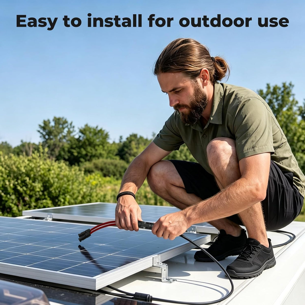200W Solar Panel Kit,100W Solar Panel,Brackets,2.5m Cable,6m Cable