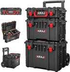 AIRAJ 3 Tier Rolling Tool Box Heavy Duty, Stackable Tool Box with Wheels