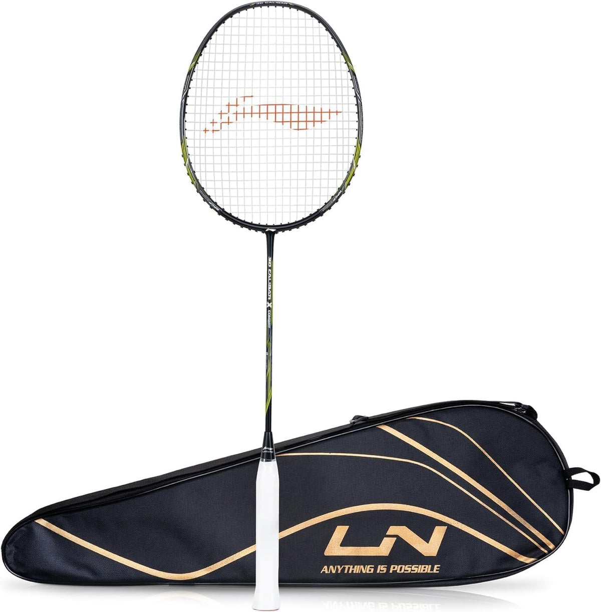 Li-Ning 3D Calibar X Combat Carbon Graphite Strung Racquets, 85 Grams, 30 Lbs String Tension and Free Full Cover