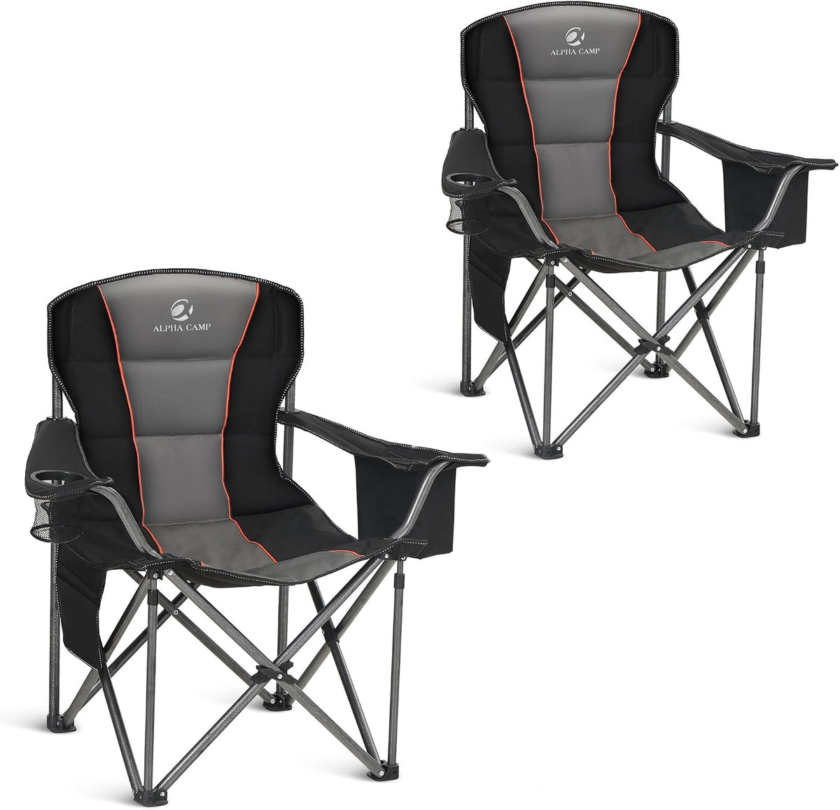 ALPHA CAMP Oversized Fully Padded Camping Chairs with Lumbar Support
