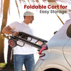 Pyle Compact Folding Adjustable Equipment Dolly - Heavy Duty Multi‑Function Convertible Cart Hand Truck/Platform Cart with Wheels - Expandable Up to 25.24" to 40.24" - 200LBS MAX Load Capacity
