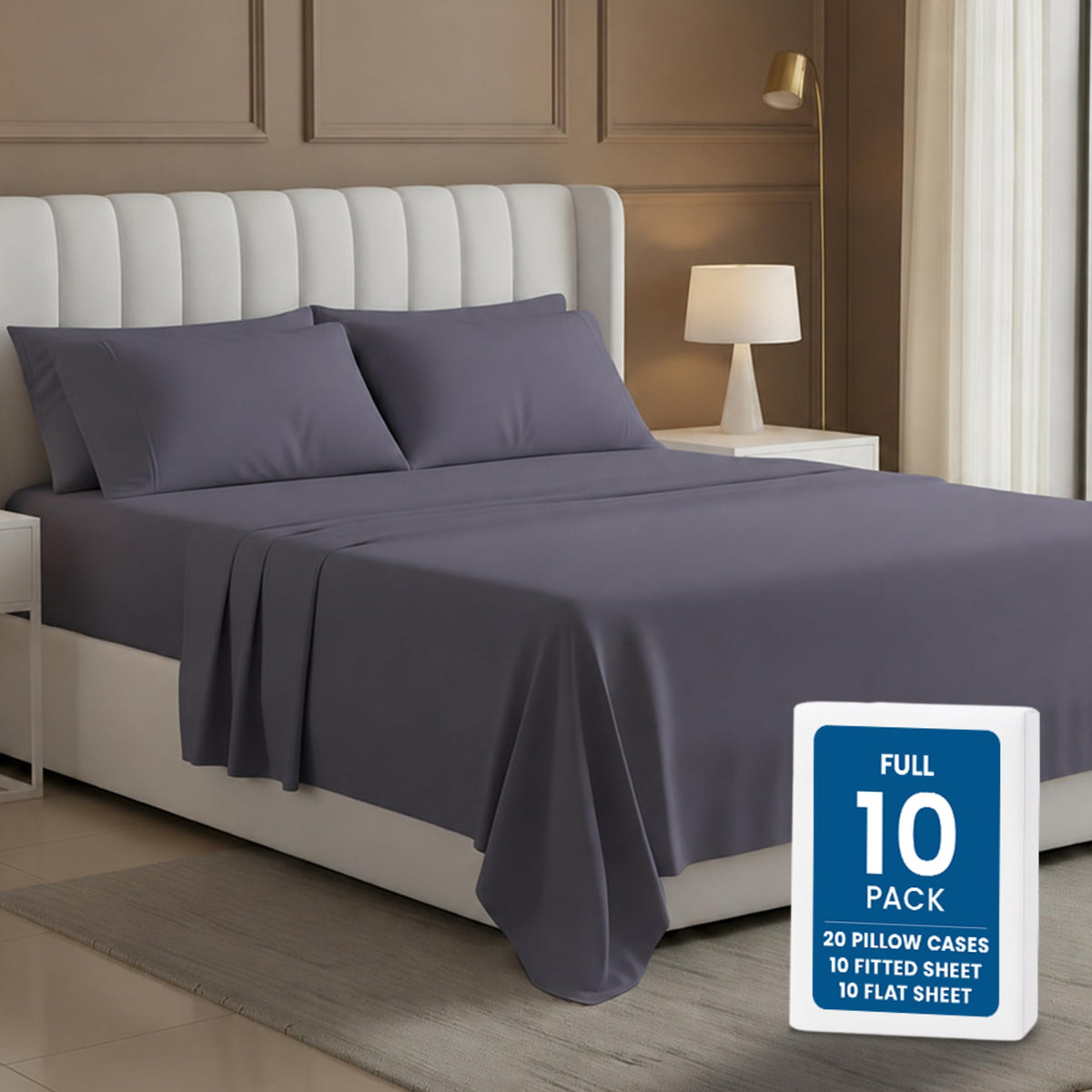 Bulk 8-Pack King Sheet Set, 4pc Set For Hotel, Resort & Motel, White