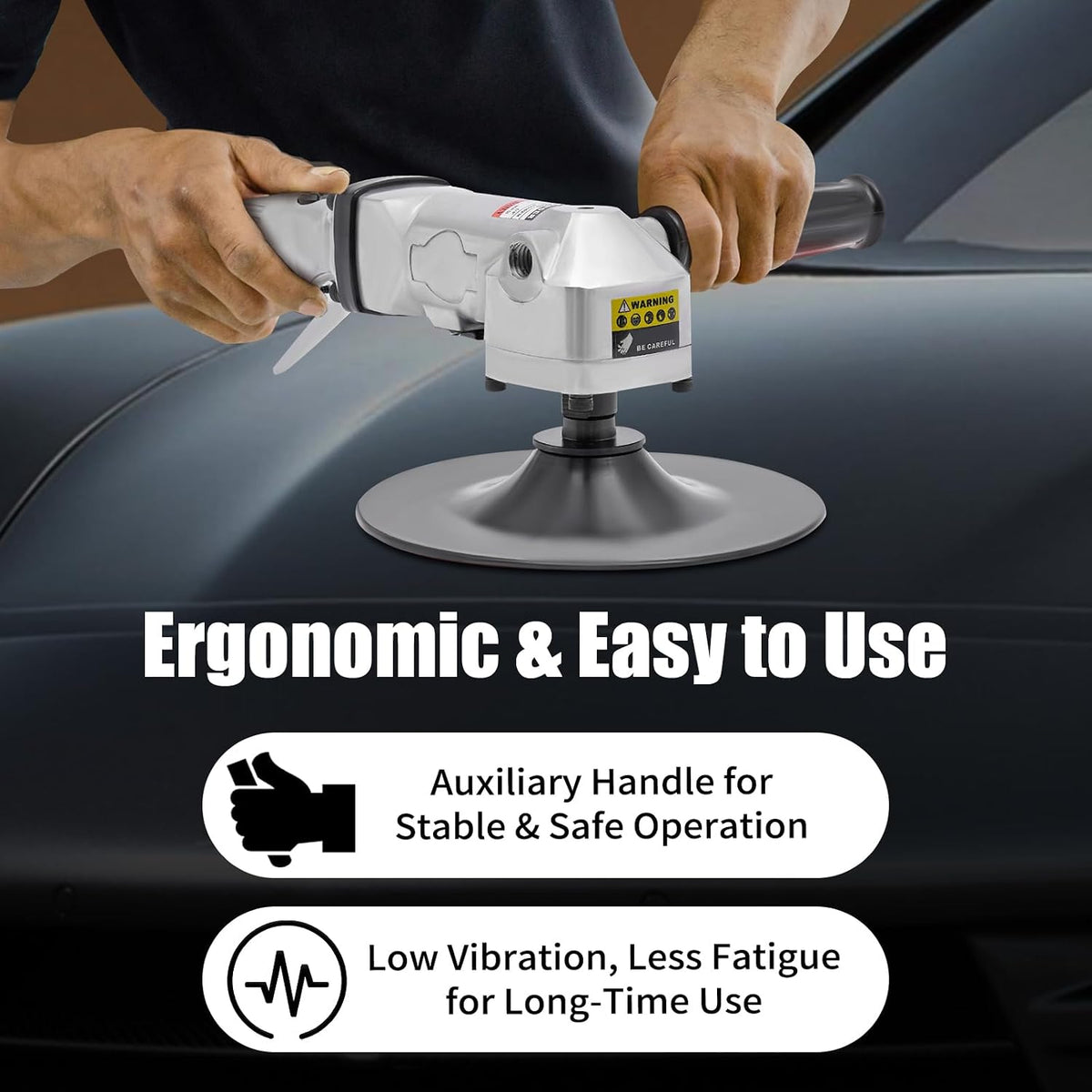 7 In Pneumatic Angle Sander, Polishing Machine Air Angle Floor Stones Grinder, 4500RPM Heavy Duty Air Sander for Floors Stones Cars Ships Motorcycles