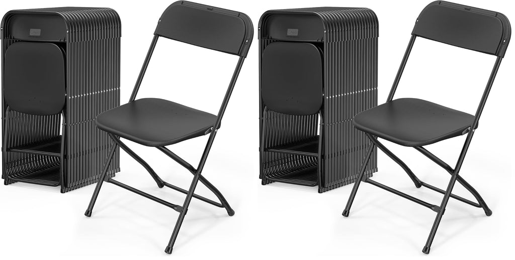 VINGLI 40 Pack Black Plastic Folding Chair, Indoor Outdoor Portable Stackable Commercial Seat with Steel Frame 350lb. Capacity for Events Office Wedding Party Picnic Kitchen Dining