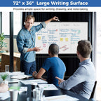 Double-Sided Mobile Whiteboard on Wheels, 72" x 36" Large Dry Erase Board with Stand & Aluminum Alloy Frame, Rolling Magnetic Standing Whiteboard for Office & Classroom (Black)