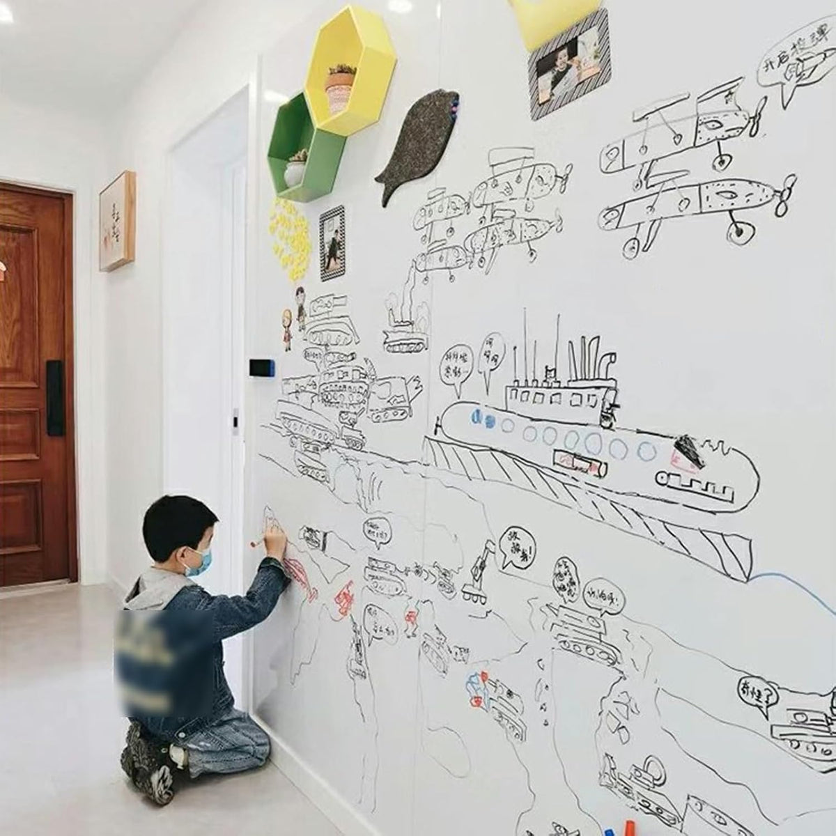 Self-Adhesive Writing Board Film Magnetic Whiteboard Paper Self-Adhesive Dry Erase Boards Multicolor Multiple Sizes(Black,31.50x39.37in/80x100CM)