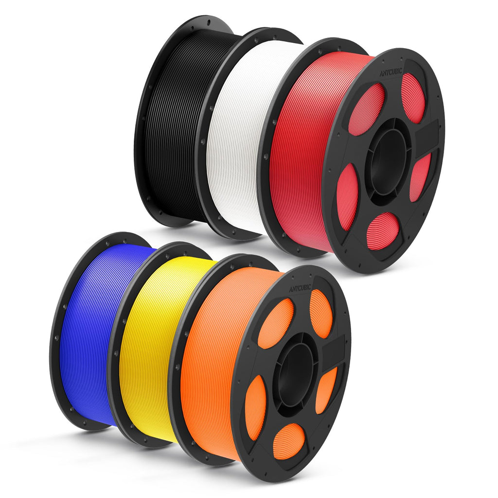 ANYCUBIC PLA Plus (PLA+), 3D Printer Filament 1.75mm Bundle, High Toughness, 1KG Spool, Black, White, Texture Grey, Pink, Red, Blue, Green, Orange, Yellow, Purple, 10KG in Total