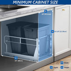 Insputer Dual 40QT Pull Out Trash Can Under Cabinet with Soft-Close Slides