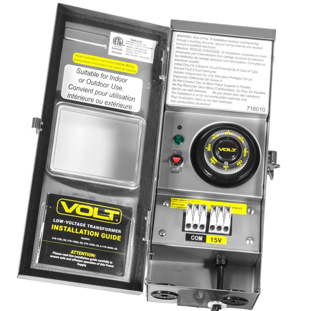 VOLT 100W Slim Line Low Voltage Transformer (15V) with Timer/Photocell