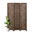 66.9Inch Folding Room Divider, 6 Panels Wood Carved Privacy Screens Free Assembled Freestanding Partition for Bedroom Home Office (Brown)