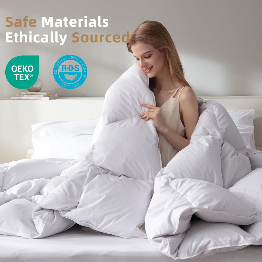 Hungarian Feather Down Comforter Queen,100% Organic Cotton Duvet Insert