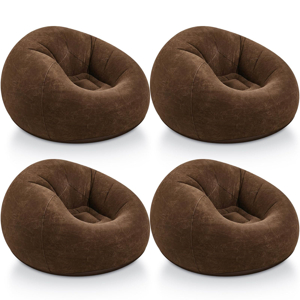 Realspring Inflatable Bean Bag Chairs,Coffee,4 Pcs
