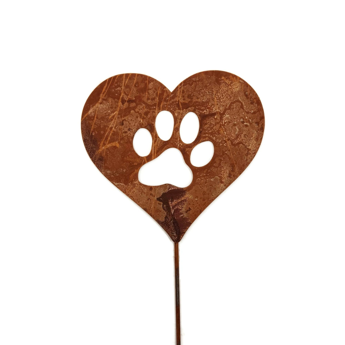 Pet Dog, Cat, Rabbit or Bird Keepsake Memorial Heart Garden Stake 20 to 28 Inches Tall (Large Heart, 28" Tall, Cross, Naturally Rusted)